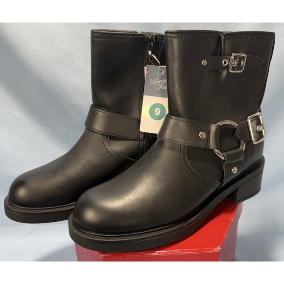 Universal Thread‎ Women's Connor Biker Harness Black Buckle Ankle Boots Size 9 - Picture 1 of 10